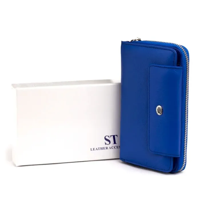 Гаманець зі шкіри на клямці ST Leather 19346 Синій