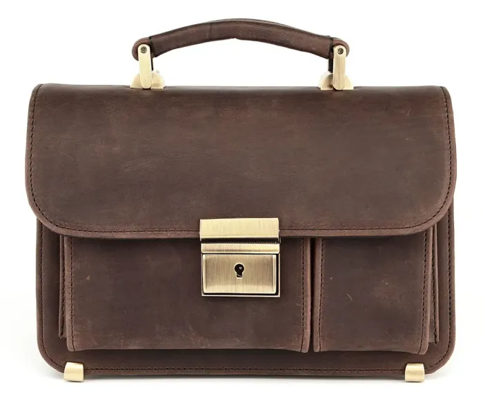 Барсетка SHVIGEL 00528 із вінтажної шкіри Коричнева