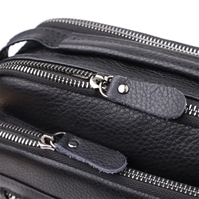 Вертикальна чоловіча сумка з натуральної шкіри Vintage 22967 Чорний