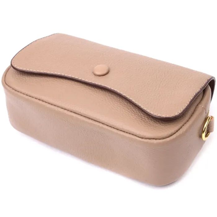 Стильна сумка жіноча з клапаном з натуральної шкіри Vintage 22432 Бежевий