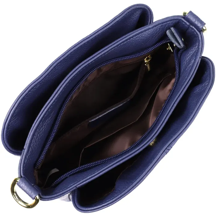 Жіноча сумка з натуральної шкіри з трьома відділеннями Vintage 22976 Синій