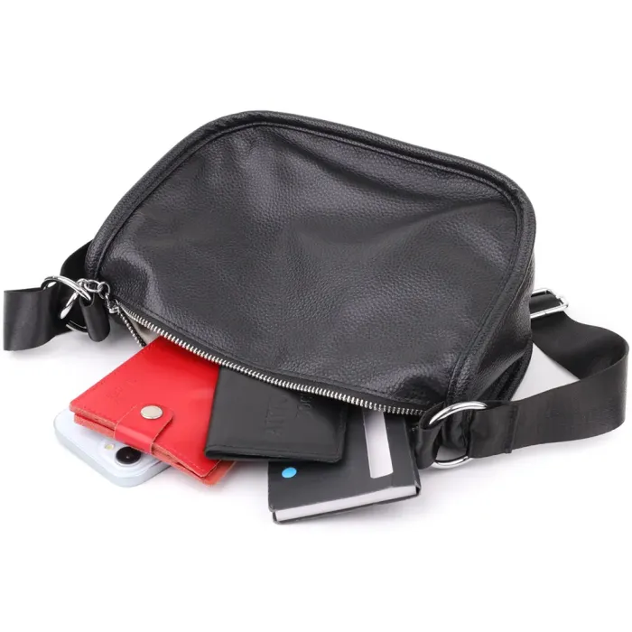 Стильна напівкругла сумка для жінок із натуральної шкіри Vintage 22905 Чорний