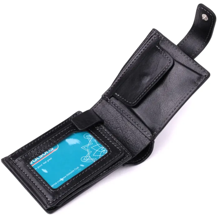 Стильне портмоне з люксової зернистої шкіри флотар GRANDE PELLE 22875 Чорний