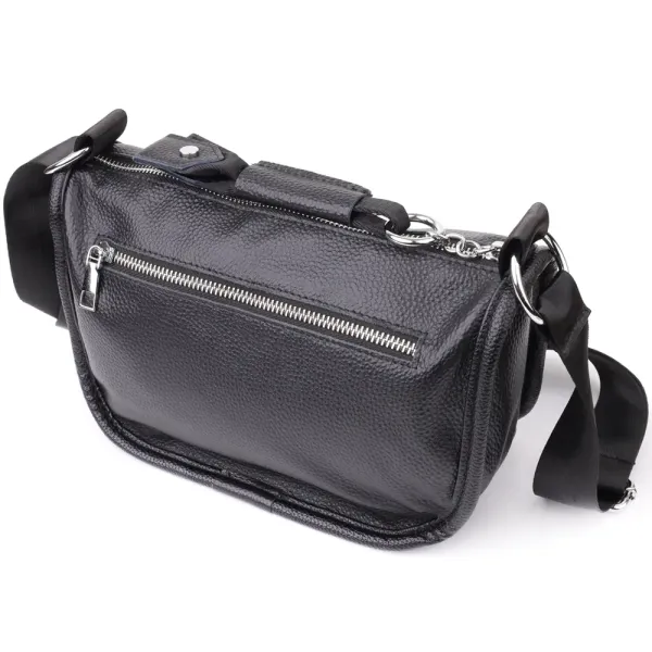 Стильна напівкругла сумка для жінок із натуральної шкіри Vintage 22905 Чорний