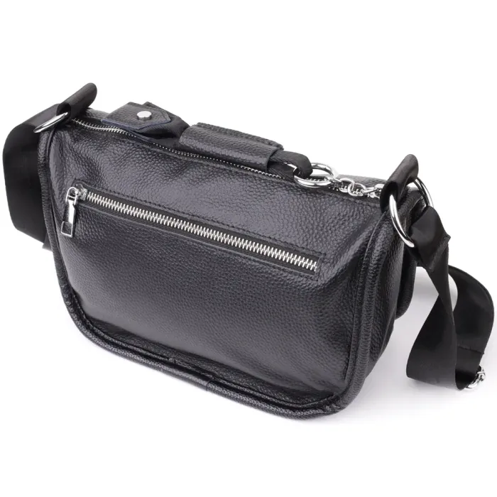 Стильна напівкругла сумка для жінок із натуральної шкіри Vintage 22905 Чорний