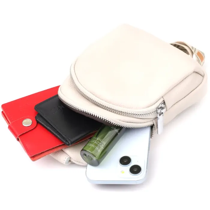 Сумка-слінг із натуральної шкіри для жінок Vintage 22936 Білий