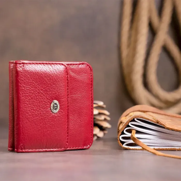 Маленький гаманець жіночий ST Leather 19236 Бордовий на кнопці