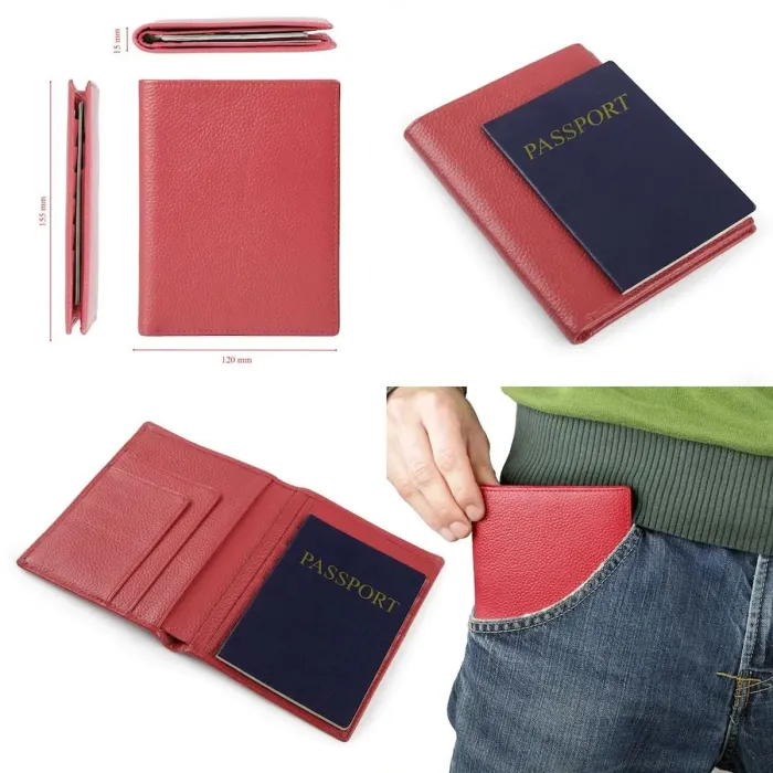 Гаманець SHVIGEL 13831 шкіряний з відділеннями для паспортів Червоний