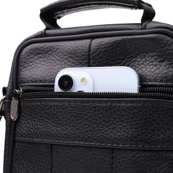 Практична вертикальна сумка з ручкою для чоловіків з натуральної шкіри Vintage 22864 Чорний