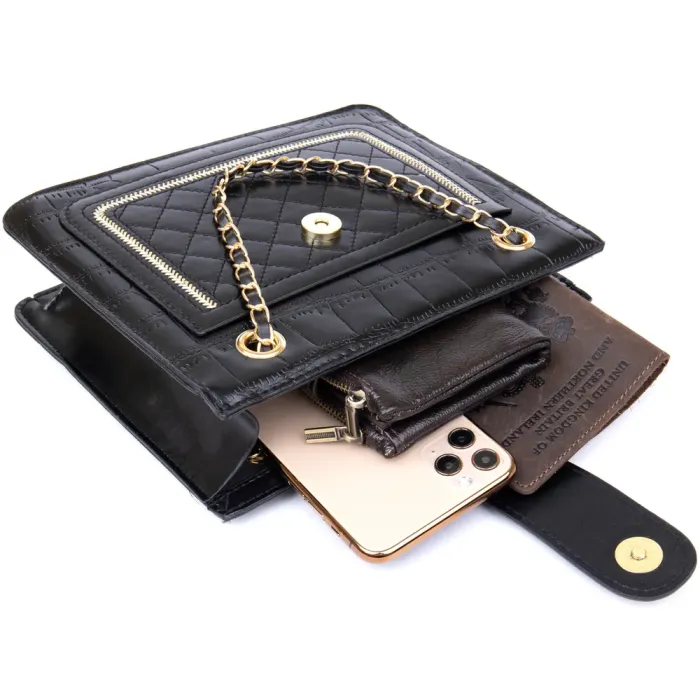 Сумка зі шкірозамінника з тисненням Vintage 14943 Чорна