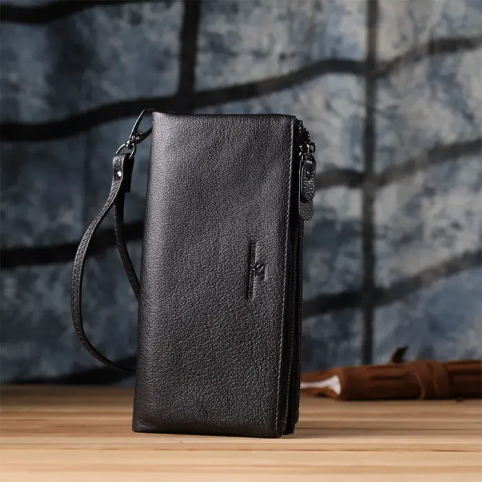 Практичний шкіряний гаманець на три відділення ST Leather 23111 Чорний