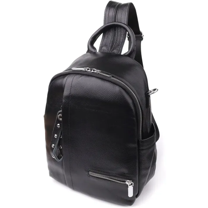 Красивий жіночий рюкзак з натуральної шкіри Vintage 23055 Чорний