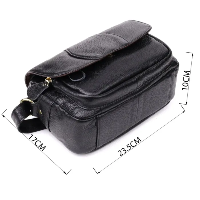 Сумка з натуральної шкіри для стильних жінок Vintage 22972 Чорний