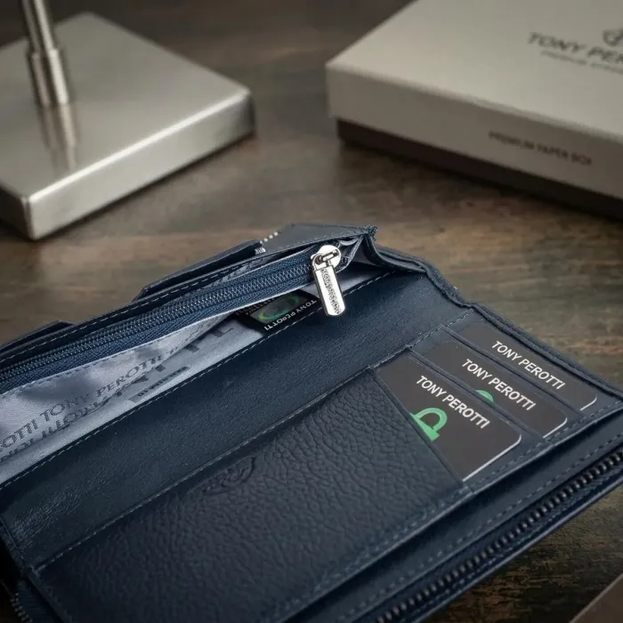 Вертикальне портмоне Tony Perotti Newcontatto 3598 navy (90647) Темно-синє