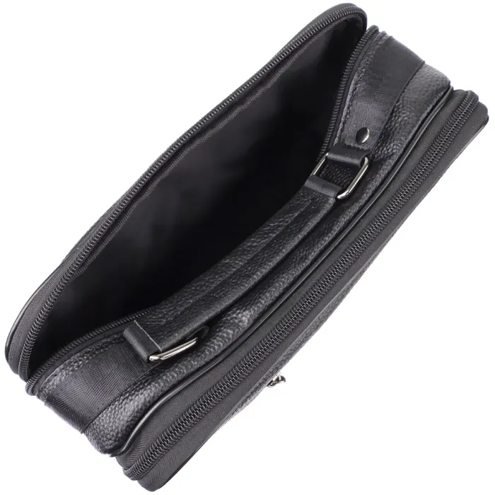 Містка чоловіча сумка з ручкою для перенесення в руці з натуральної шкіри Vintage 23023 Чорний