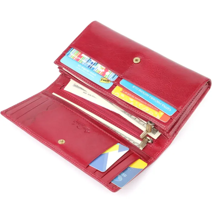 Місткий жіночий гаманець із глянсової натуральної шкіри Tony Perotti 20893_1 (1911 rosso) Червоний