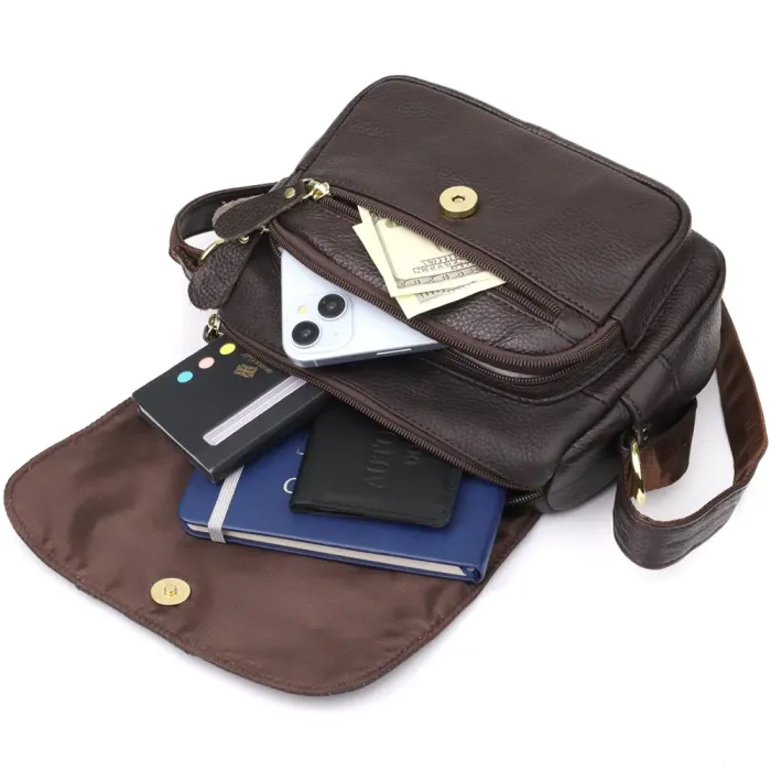 Сумка з натуральної шкіри для стильних жінок Vintage 22973 Коричневий