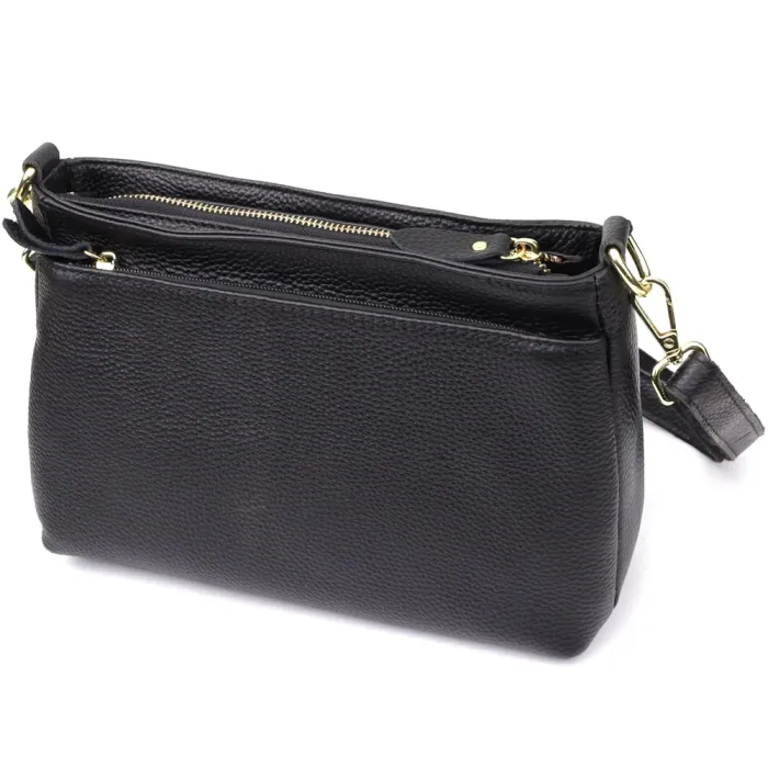 Класична жіноча сумка з жорстким дном із натуральної шкіри Vintage 22987 Чорний