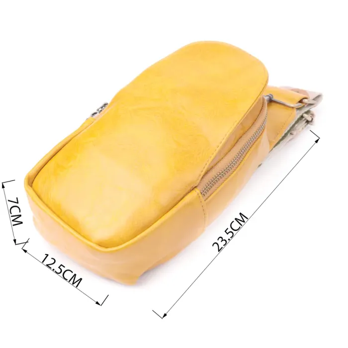 Зручна жіноча слінг сумка через плече з екошкіри Vintage 15118 Жовтий