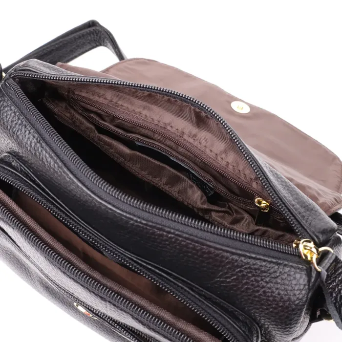 Сумка з натуральної шкіри для стильних жінок Vintage 22972 Чорний