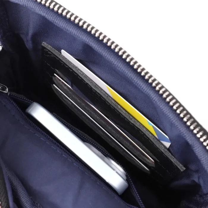 Зручна вертикальна сумка для чоловіків з натуральної шкіри Vintage 22862 Чорний