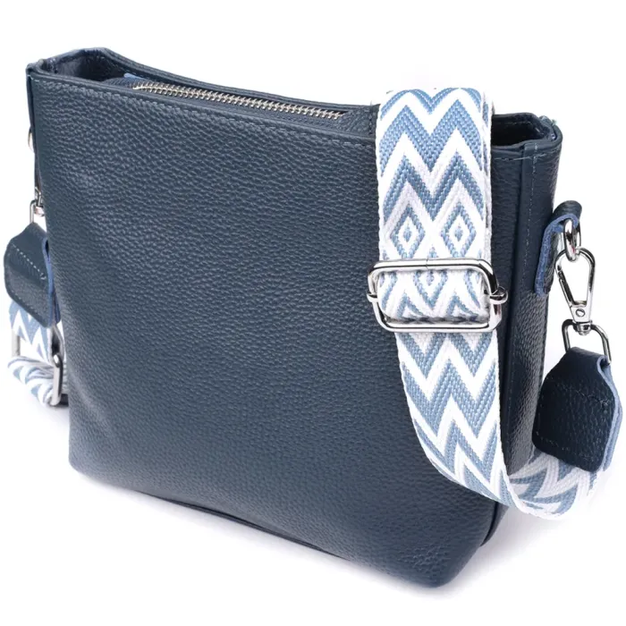 Повсякденна сумка жіноча на плече з натуральної шкіри Vintage 22911 Блакитний