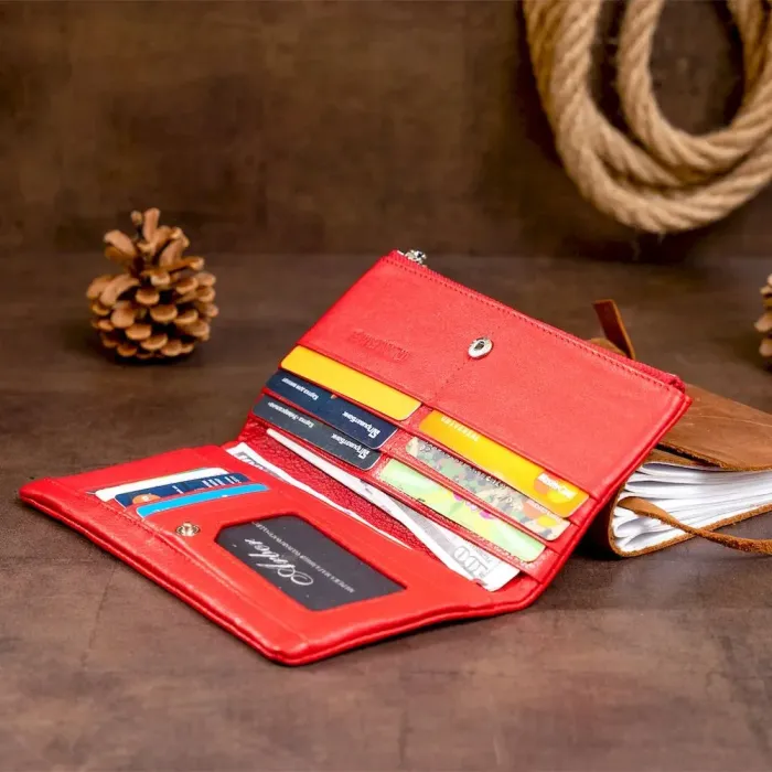 Вертикальный кошелек на кнопке женский ST Leather 19202 Красный