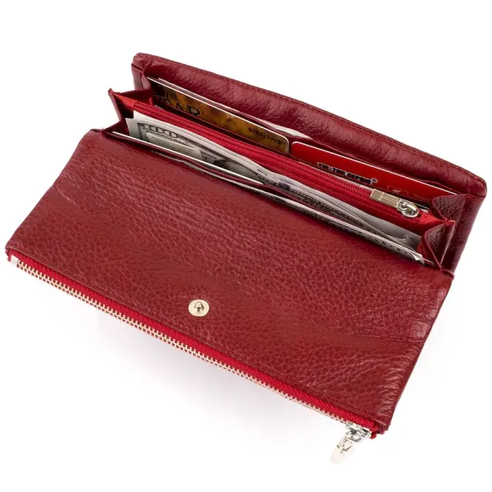 Клатч конверт з кишенею для мобільного шкіряний ST Leather 19273 Бордовий