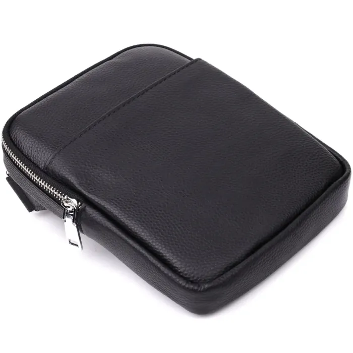 Зручна вертикальна сумка для чоловіків з натуральної шкіри Vintage 22862 Чорний