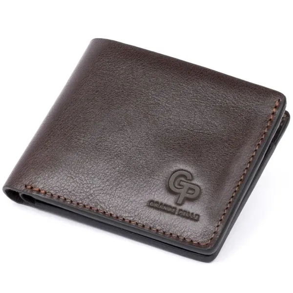 Суворий портмоне в гладкій шкірі на магнітах GRANDE PELLE 11307