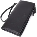 Практичний шкіряний гаманець на три відділення ST Leather 23111 Чорний