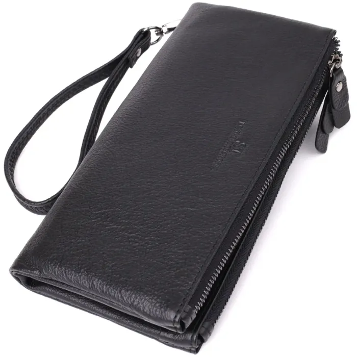 Практичний шкіряний гаманець на три відділення ST Leather 23111 Чорний