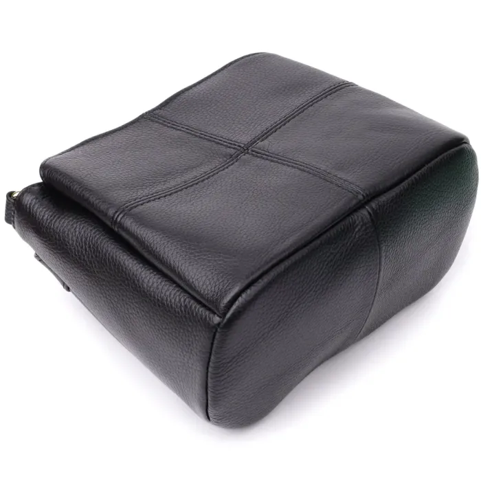 Сумка на три відділення з натуральної шкіри 15122 Vintage Чорний