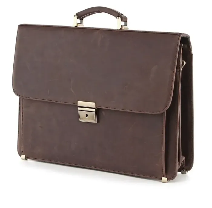 Портфель SHVIGEL 00754 із вінтажної шкіри Коричневий