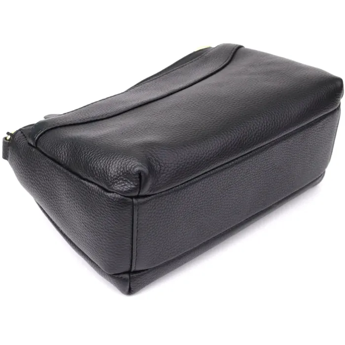 Класична жіноча сумка з жорстким дном із натуральної шкіри Vintage 22987 Чорний