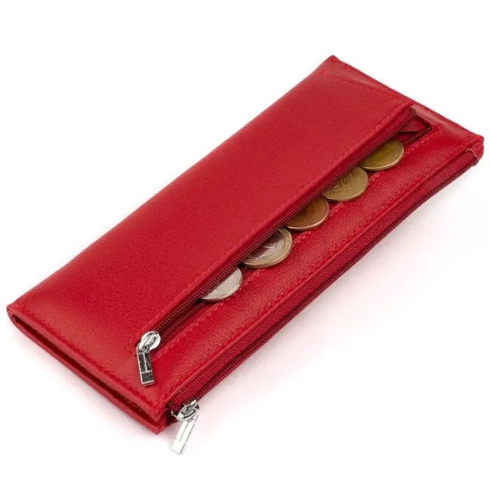 Горизонтальний тонкий гаманець зі шкіри жіночий ST Leather 19330 Червоний