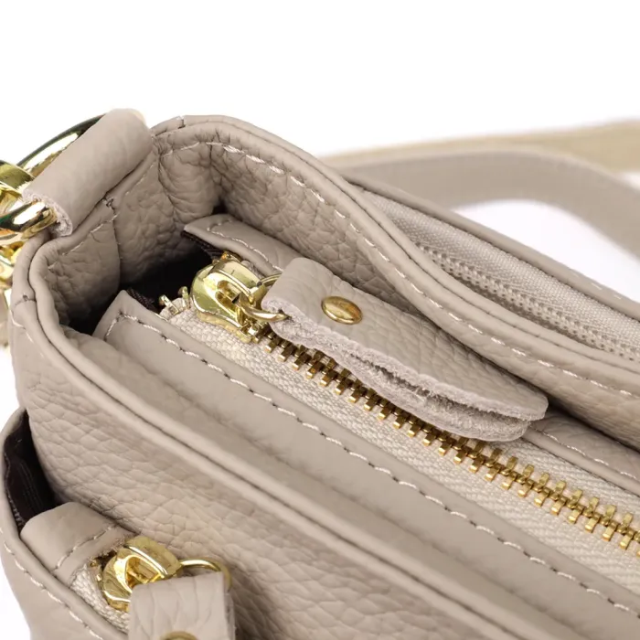 Елегантна жіноча сумка з натуральної шкіри з жорсткою основою Vintage 22985 Сірий