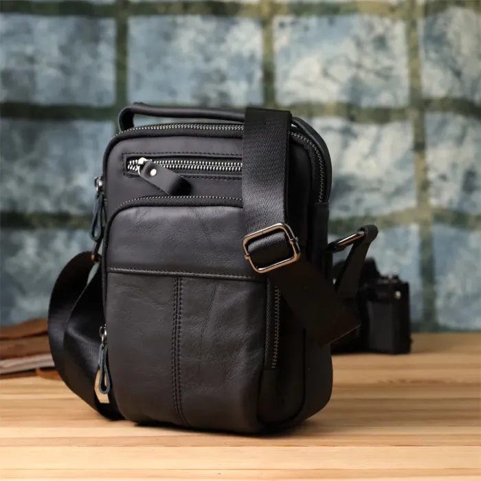 Ділова чоловіча сумка з натуральної шкіри Vintage 23036 Чорний