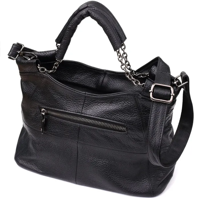 Зручна повсякденна сумка з натуральної шкіри для жінок Vintage 22992 Чорний