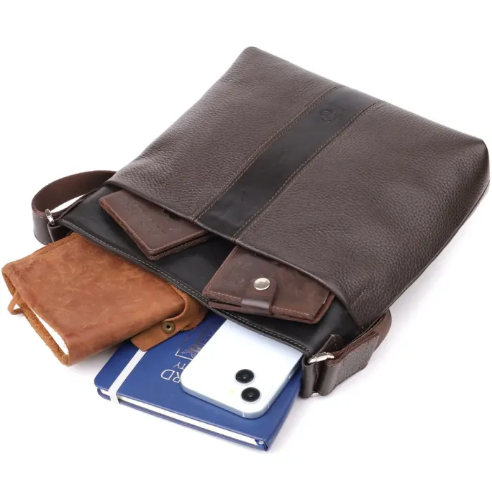 Стильна сумка через плече для чоловіків із натуральної шкіри GRANDE PELLE 22884 Коричневий