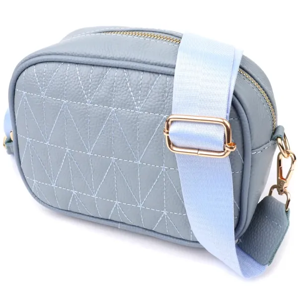 Незвичайна сумка жіноча на кожен день з натуральної шкіри Vintage 22902 Сіро-блакитний