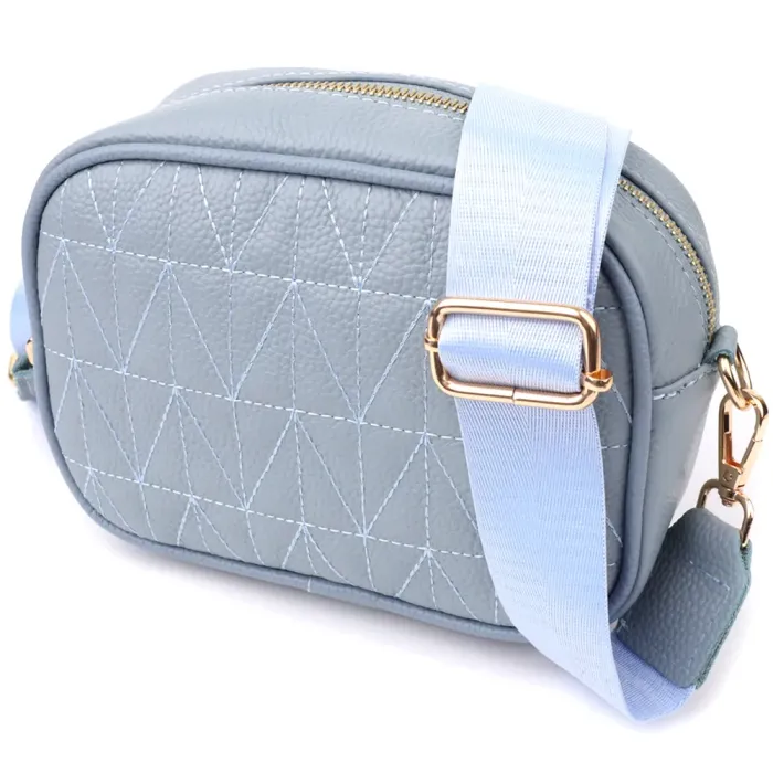 Незвичайна сумка жіноча на кожен день з натуральної шкіри Vintage 22902 Сіро-блакитний