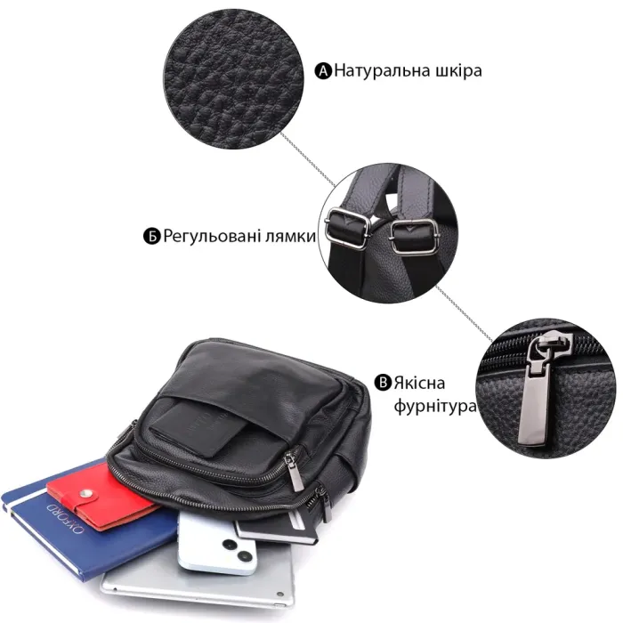 Лаконічний жіночий рюкзак з натуральної шкіри Vintage 23062 Чорний