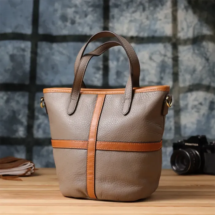 Практична містка сумка з натуральної шкіри для жінок Vintage 22998 Сірий