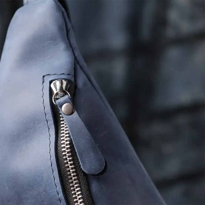 Чоловіча бананка відмінної якості з натуральної шкіри вінтажної Shvigel 23141 Синій