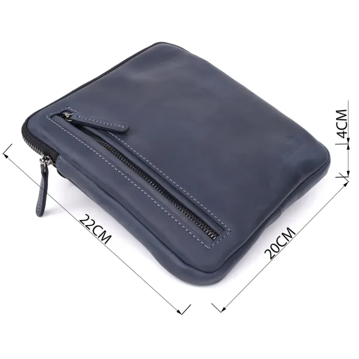 Сумка невеликого розміру для чоловіків на плече з натуральної шкіри Shvigel 23148 ​​Синій