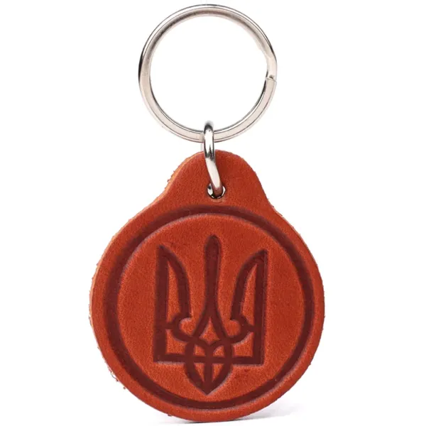 Брелок із тисненням герба України з натуральної шкіри Shvigel 55000 Світло-коричневий