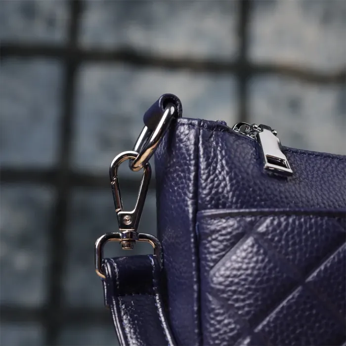 Елегантна сумка жіноча з натуральної шкіри з двома ремінцями Vintage 22928 Синій