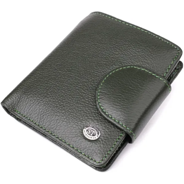 Вертикальний жіночий гаманець з натуральної шкіри ST Leather 23070 Зелений