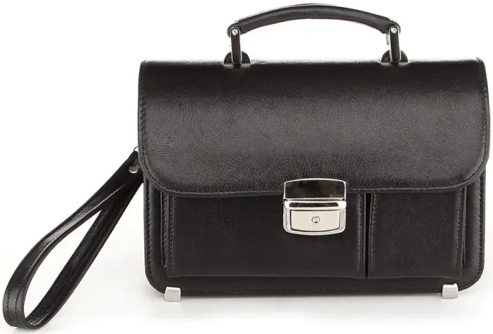 Барсетка SHVIGEL 00375 із натуральної шкіри Чорна